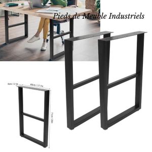 2 x Pieds de table carrés industriels 71 x 50 cm Pieds de meubles en métal robuste Pieds de table de salle à manger Pieds de banc en fer
