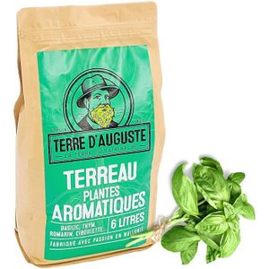 TERREAU - SABLE Terreau - D Auguste Plantes Aromatiques 6L Fermeture Eclair Refermable Solution Spécifique Biochar Herbes Pot