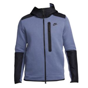 SWEATSHIRT Sweat à capuche Nike TECH FLEECE FULL ZIP - Réf. DR6165-491. Couleur : Bleu, Noir. Détails. - Col à capuche. - Fermeture zippée. -