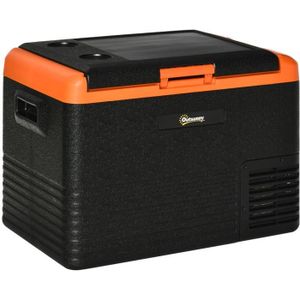 GLACIÈRE ÉLECTRIQUE Outsunny Glacière électrique 40L portable, réfrigérateur congélateur avec poignées - dim. 58,7L x 36,5l x 43,8H cm orange et noir