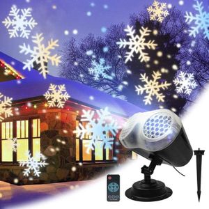 chute de neige lumière d'intérieur avec minuterie à distance Projecteur de Noël à double tête pour festival 2 en 1 projecteur d'extérieur flocon de neige étanche à LED