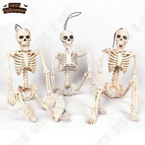 KIT DE DECORATION TD® Lot de 3 Squelette Halloween Plastique -Décoration Suspendu Effrayant- Fête à Thème- Déco Halloween Accessoires en 40 X 10 cm
