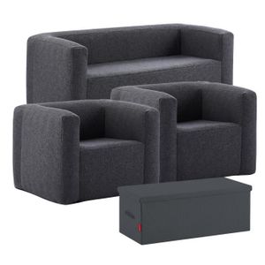 CANAPÉ FIXE Set Canapé, fauteuils et table gonflables - TERRACOTTA - Gris foncé - Intérieur et Extérieur