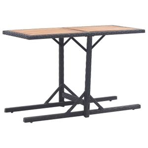 TABLE DE JARDIN  Meuble Table de jardin - Noir - Bois d'acacia solide et résine tressée 11 KG