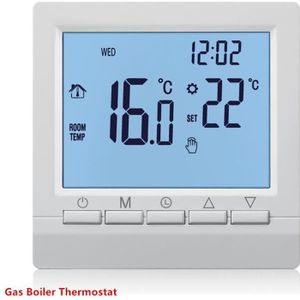 COMMANDE CHAUFFAGE Blue backlight -Thermostat bleu de chauffage pour chaudière à gaz,régulateur de température alimenté par batterie de 1,5 V,programm