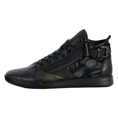 Tennis Basket Hautes PATAUGAS Palme Noir Femme Cuir Lacets Noir Cdiscount Chaussures