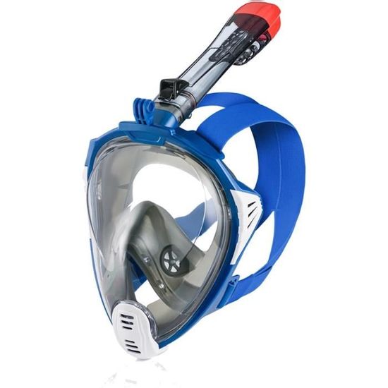 Masque De Plongée Adulte – Vue Panoramique 180° – Verre Trempé Anti-Buée Et Étanche – Tuba Dry Top – Palmes Réglables – Sac De Voyage Inclus