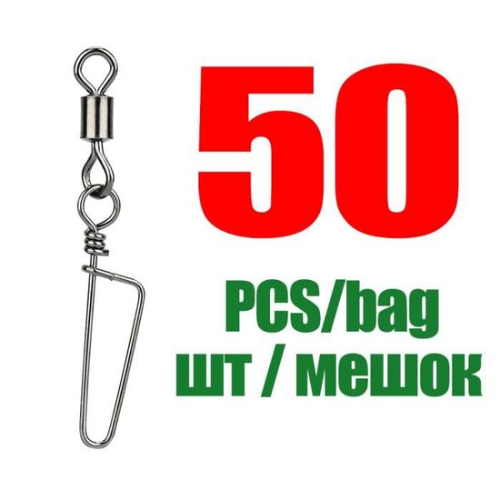 50 émerillons à Roulement GT Taille 7 Avec Anneaux Fendus, 66lb Test, Neufs