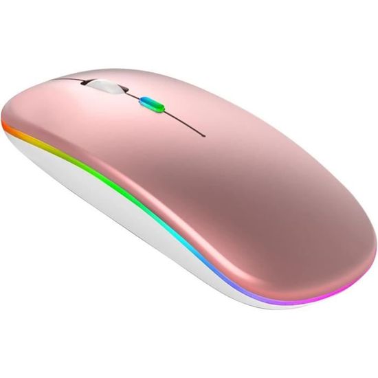 Souris Sans Fil Rechargeable Et Lumineuse Silencieuse 2,4 G Teq377 (AOr Rose, Taille Unique