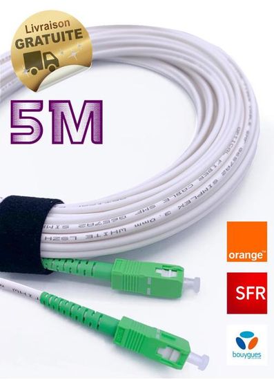 5m - Rallonge/Jarretiere Fibre Optique - SC APC vers SC APC - Garantie 10 AnsCâble Fibre Optique Orange SFR Bouygues -