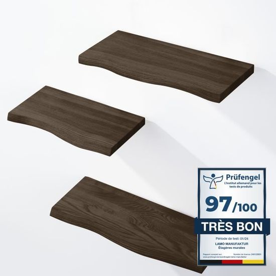 étagère Bois Rustique LAMO Manufaktur 3 étagères Murales En Bois 42/36/30cm Etagere Mural Bois
