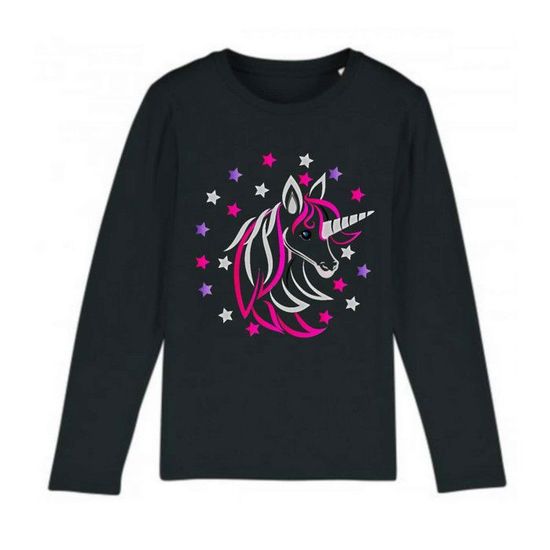 T-shirt Fille Licorne Tie-Dye JESKIDS - Manches Volantes Coton Élastique 3-11 Ans Top été Tie-dye