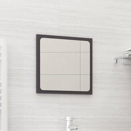 646NEUF Miroir de salle de bain MIROIR LUMINEUX LED SALLE DE BAIN Miroir Mural avec éclairage LED Gris brillant 40x1,5x37 cm Agglomé