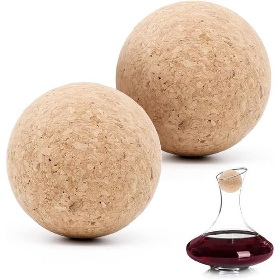 2 Pièces Bouchons En Bois Pour Bouteille De Vin Et Bière - Bouchons Carafe Rond En Forme De Boule 6,1 Cm