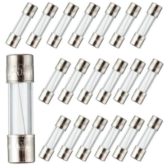 BOJACK Kit Porte-Fusible 5x20 Mm + 150 Fusibles Verre - 15 Valeurs 0.1A à 20A - Fil Rouge 16 AWG