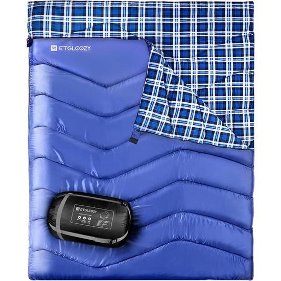 Sac de couchage double simple pour adultes, camping, extra large pour 2 personnes, en flanelle