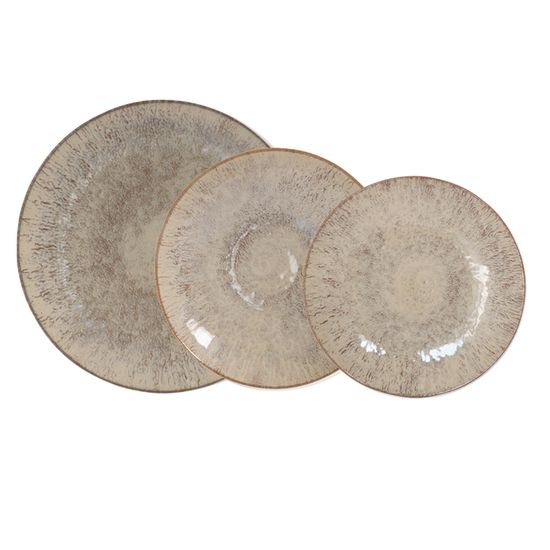 Service D'assiettes Onyx Crème 18 Pièces