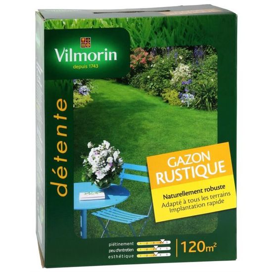 Vilmorin 4460417 Gazon Rustique, Vert, 10 kg & 4460415 Gazon Rustique, Vert, 3 kg