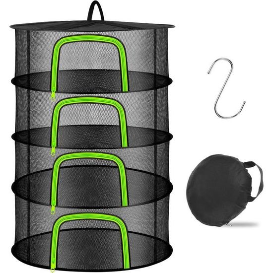PRITOK Lot De 2 Filets De Séchage Suspendus 3 Couches - Filet Séchage Herbes Fruits Viande Pliable