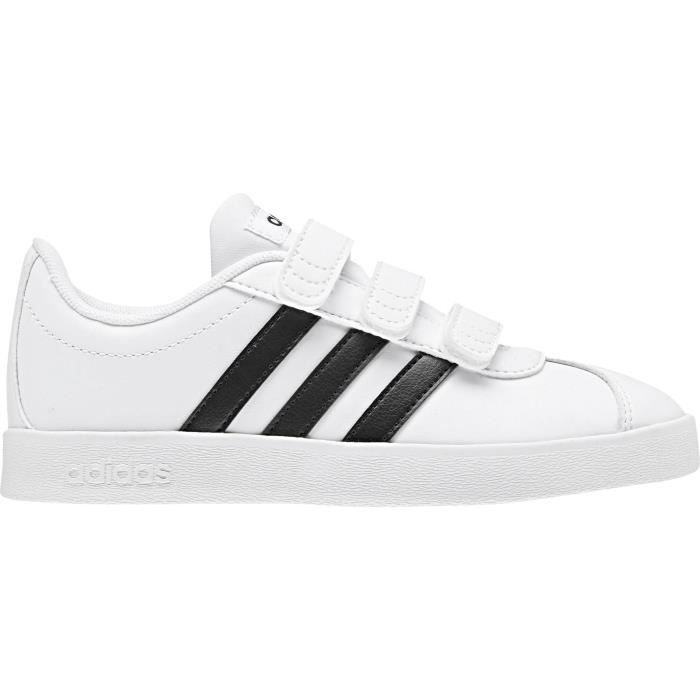 ADIDAS Baskets VL Court 2.0 - Enfant Garçon - Blanc et noir