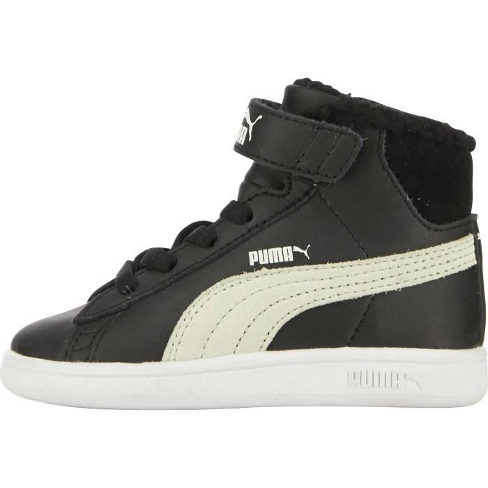 PUMA Baskets Smash V2 Mid Enfant Noir Noir Cdiscount Chaussures