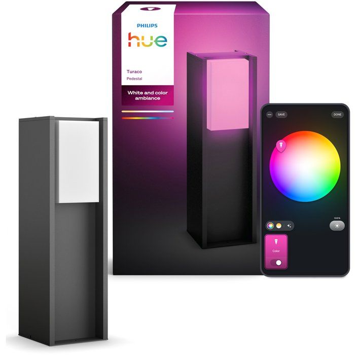 Borne lumineuse basse PHILIPS HUE Turaco IP44 Lumière et colorée 1100 lumens