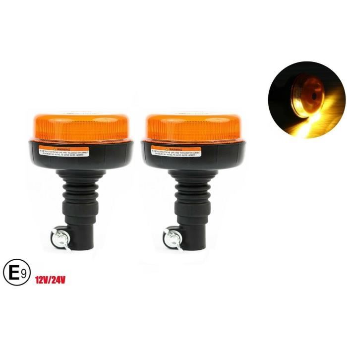 2x 12-24V Led Gyrophare 4 Fonctions 36W 15cm E9 Camion Tracteur Hors Route Bus