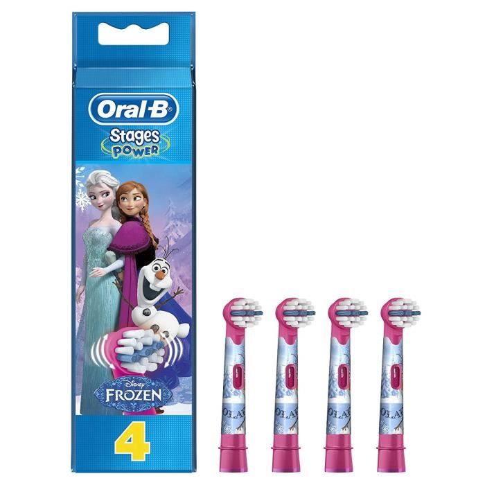 Oral-B Stages Power Brossettes de Rechange avec les Personnages de La Reine des Neiges x4