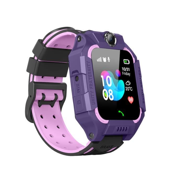 Montre Connectée Enfant 32 Mo + 32 Mo Violet Smartwatch LBS Tracker avec Caméra Appel SOS Calendrier Réveil pour Android iOS