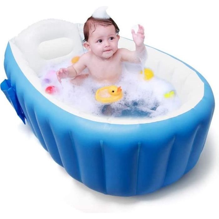 baignoire portable pour douche-Bassine Pour Enfants,Bain Pour Bébé,Baignoire Pliable et Anti-Glissante(Bleu)
