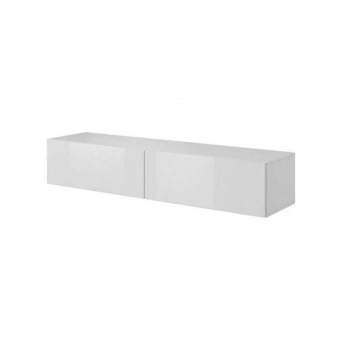 TV stands-Commode TV en MDF et pâle, avec 2 portes Livo RTV-160W Blanc, l160xA40xH30 cm