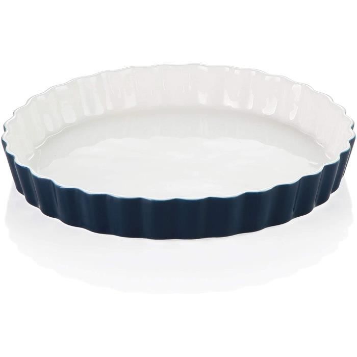 LOVECASA, Moule à Tarte, Plat à Four de Cuisson en Porcelaine, 1 pièces de 27 cm Ramequin pour Muffin, Pâtisserie, Quiché, Pizza, Pâ
