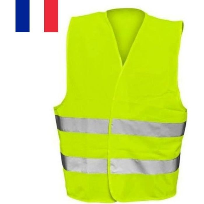 Gilet Jaune Fluo de Sécurité avec Bandes Réfléchissantes Polyester Taille XL