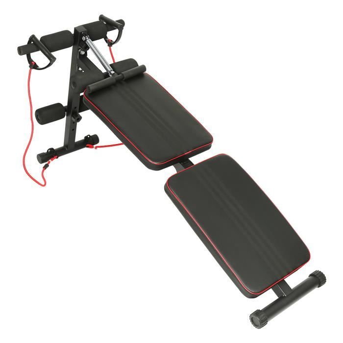 YOUXIFUS APPAREIL abdo - PLANCHE abdo-Banc de musculation pliable réglable abdominaux et dorsaux charge max 200kg-Rouge Noir