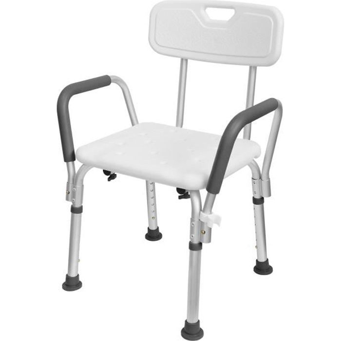 Aufun Chaise de douche siège de douche ergonomique hauteur réglable avec pieds Antidérapant pour personnes âgées max. 135 Kg