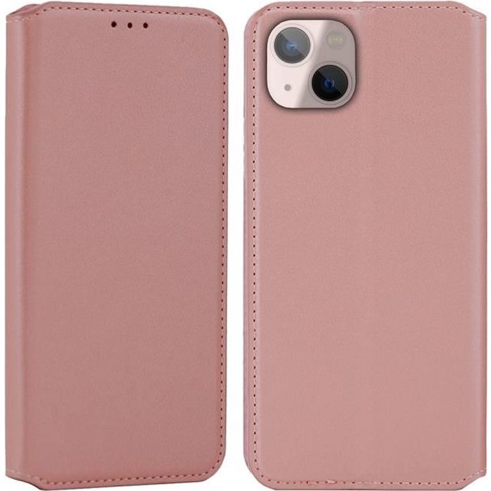 Coque iPhone 13,Portefeuille Cuir PU - Rose