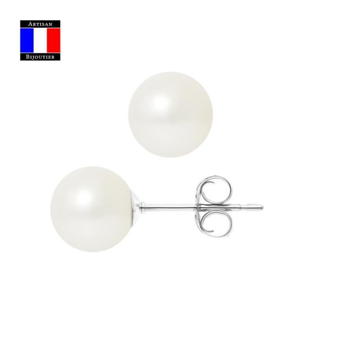 Boucles d'Oreilles Véritables Perles de Culture d'Eau Douce - COLORI NATUREL - Or - Nouveau Sécurité SILICONOR