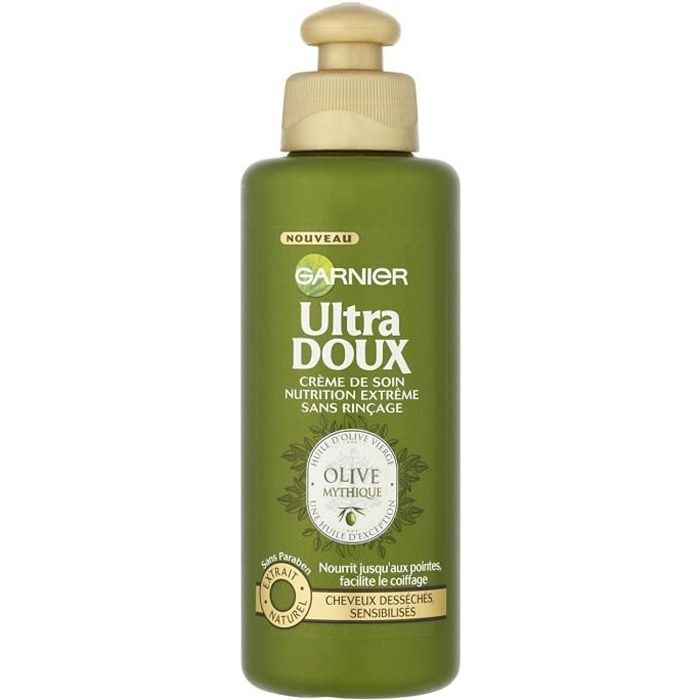 Garnier - Ultra DOUX Olive Mythique - Crème de soin sans rinçage Nutrition Extrême Cheveux Desséchés - Lot de 3