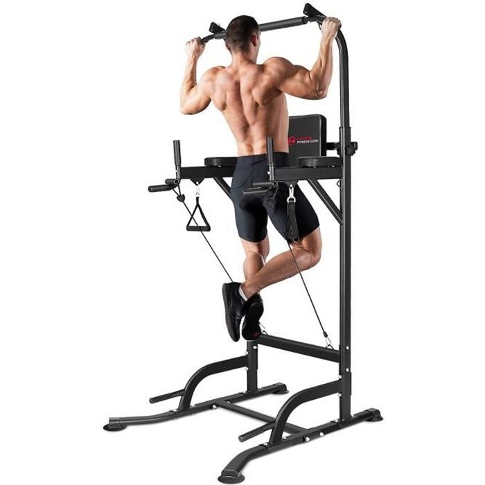 Barre de Traction Multifonctions, Chaise Romaine Pull up Ajustable, Banc de Musculation Power Tower Sport Fitness à Domicile