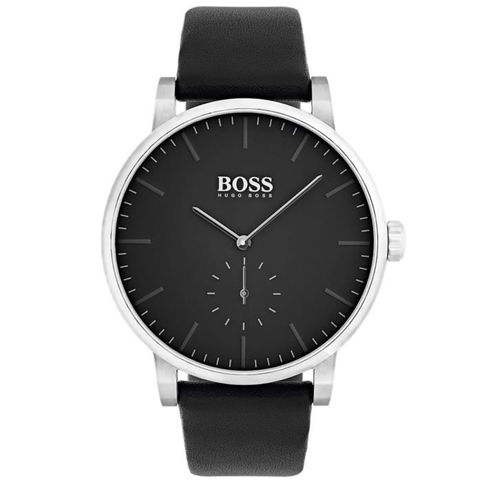 Hugo Boss Essence Modern Homme 42mm Bracelet Cuir Noir Quartz Montre 1513500
