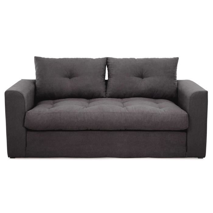 JEFF Canapé droit convertible deplimousse 3 places - Tissu gris anthracite - Contemporain - L 172 x P 78 cm