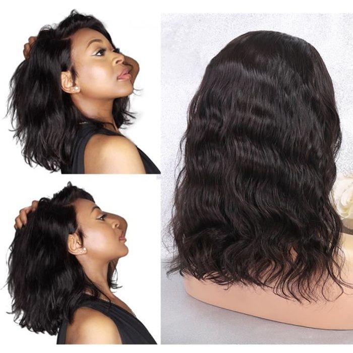 12- 10A Gade Quality Perruque Lace Frontal Wig Wavy Cheveux Naturel Bresilien Vierges Doux Ondules 12 Pouce