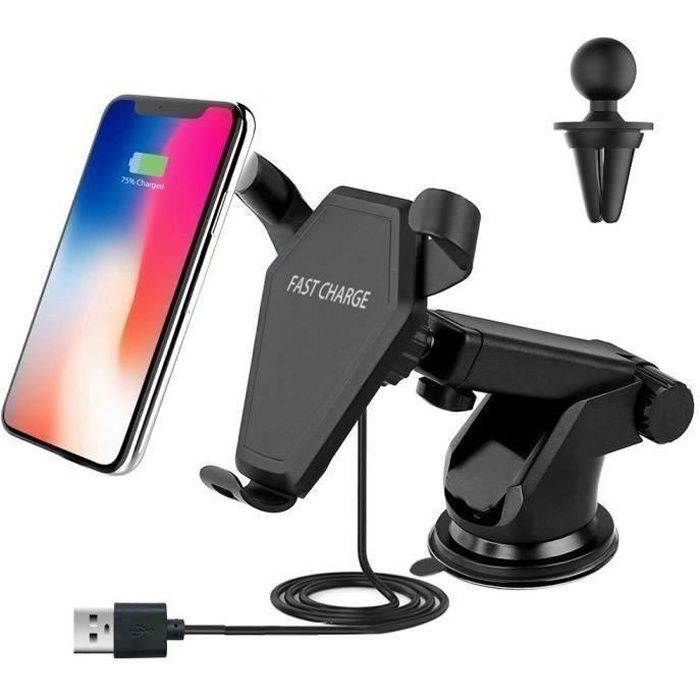 Chargeur Voiture Rapide SANS FIL Universel pour Smartphones compatibles - Qi Chargeur Induction Wireless USB Universel