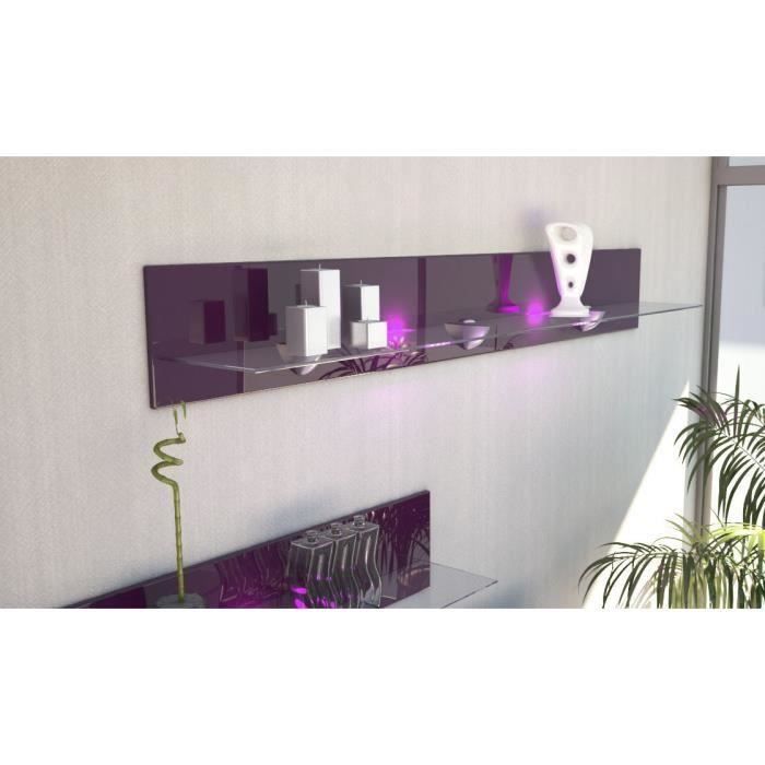Etagère design en bois et verre mûre avec led 146 cm