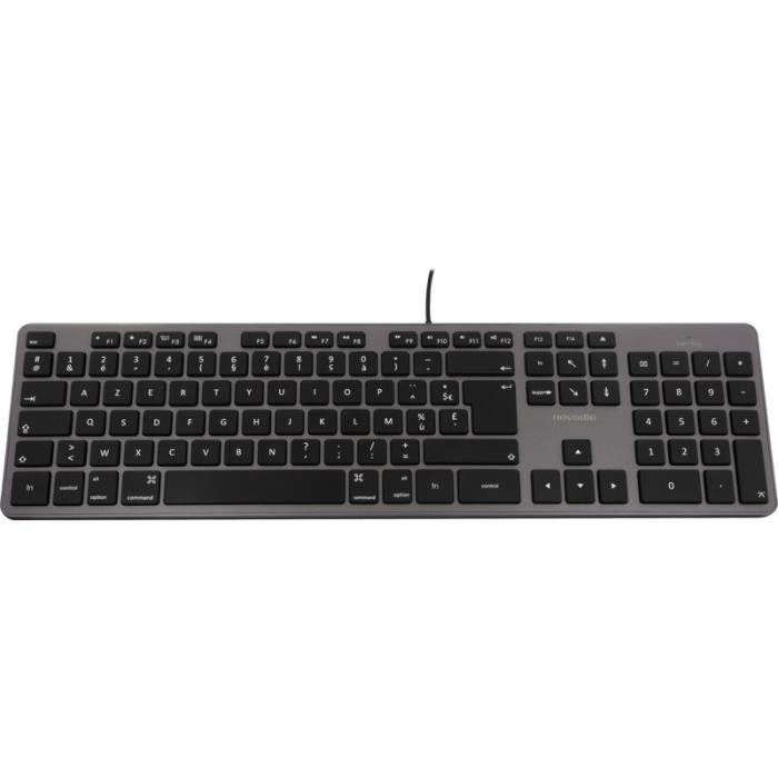 Novodio Touch Keyboard Gris Sidéral - Clavier AZERTY USB Mac