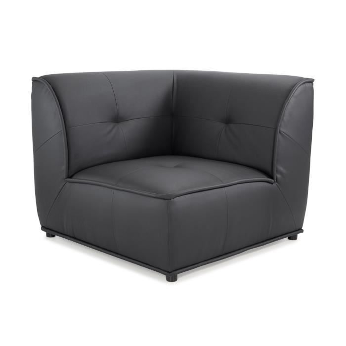 HEXAGONE - PITTSBURGH Fauteuil d'angle Modulable - Simili Gris Anthracite - L 100 x P 100 x H 75 cm