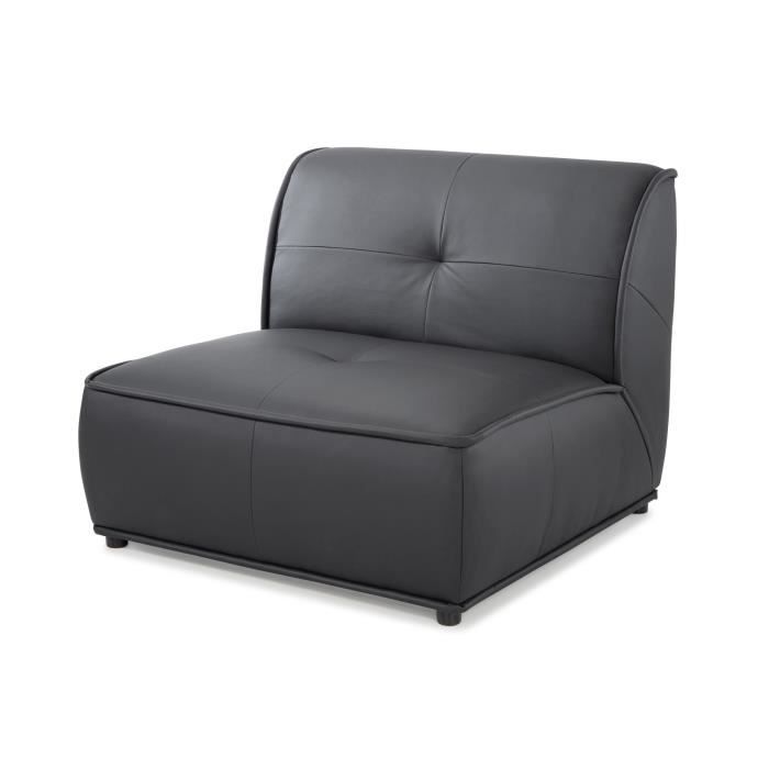HEXAGONE - PITTSBURGH Fauteuil Modulable - Simili Gris Anthracite - L 100 x P 100 x H 75 cm