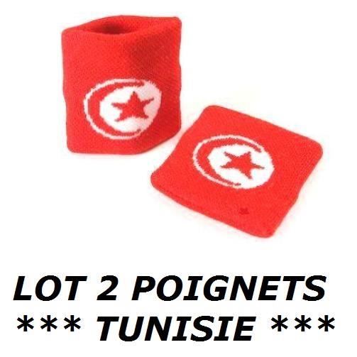LOT 2 BRACELETS TUNISIE TUNISIEN Poignet éponge Sport Football Jogging Tennis No maillot drapeau écharpe fanion casquette ...