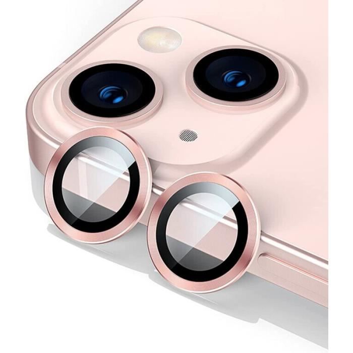 Film protection Protection caméra contour aluminium rose pour Iphone 13