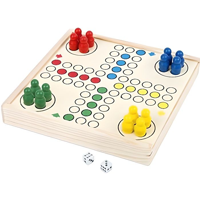 Small Foot Ludo to go, jeu de société dans Une boîte en Bois Pratique, Jeu de Divertissement en Route, 3 Ans +, 11210, M 1121
